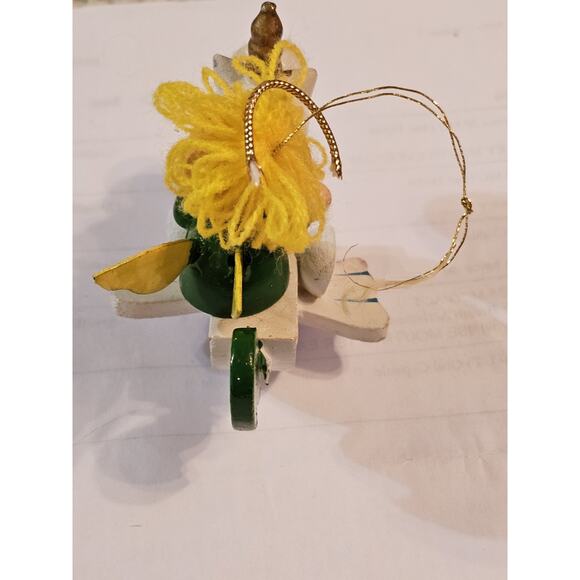 Flying Rocking Unicorn With Passenger Angel Wooden Vintage Tree Ornament - Picture 4 of 5